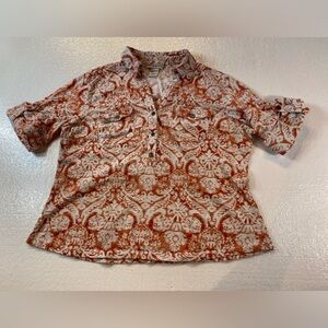 Rebecca Malone Rust and Cream Blouse